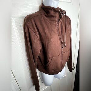 Scoop Women’s Small Ultimate Scuba Knit Funnel Zip Sweatshirt Chicory Coffee S